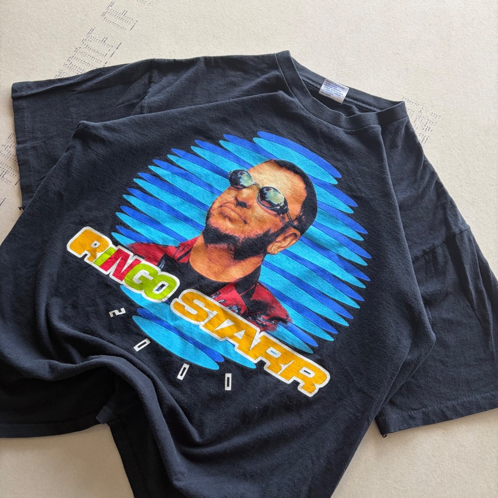 Vintage Ringo Starr 2000 Tour T-Shirt All Sport Black XL Y2K Rock Band Tee